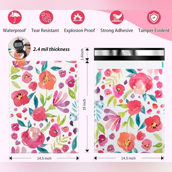 Poly Mailers 14.5"x19" Spring Floral- 25 Pack - Picture 2 of 7